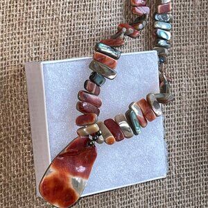 Silpada Retired Red California Abalone Shell Reversible Necklace
